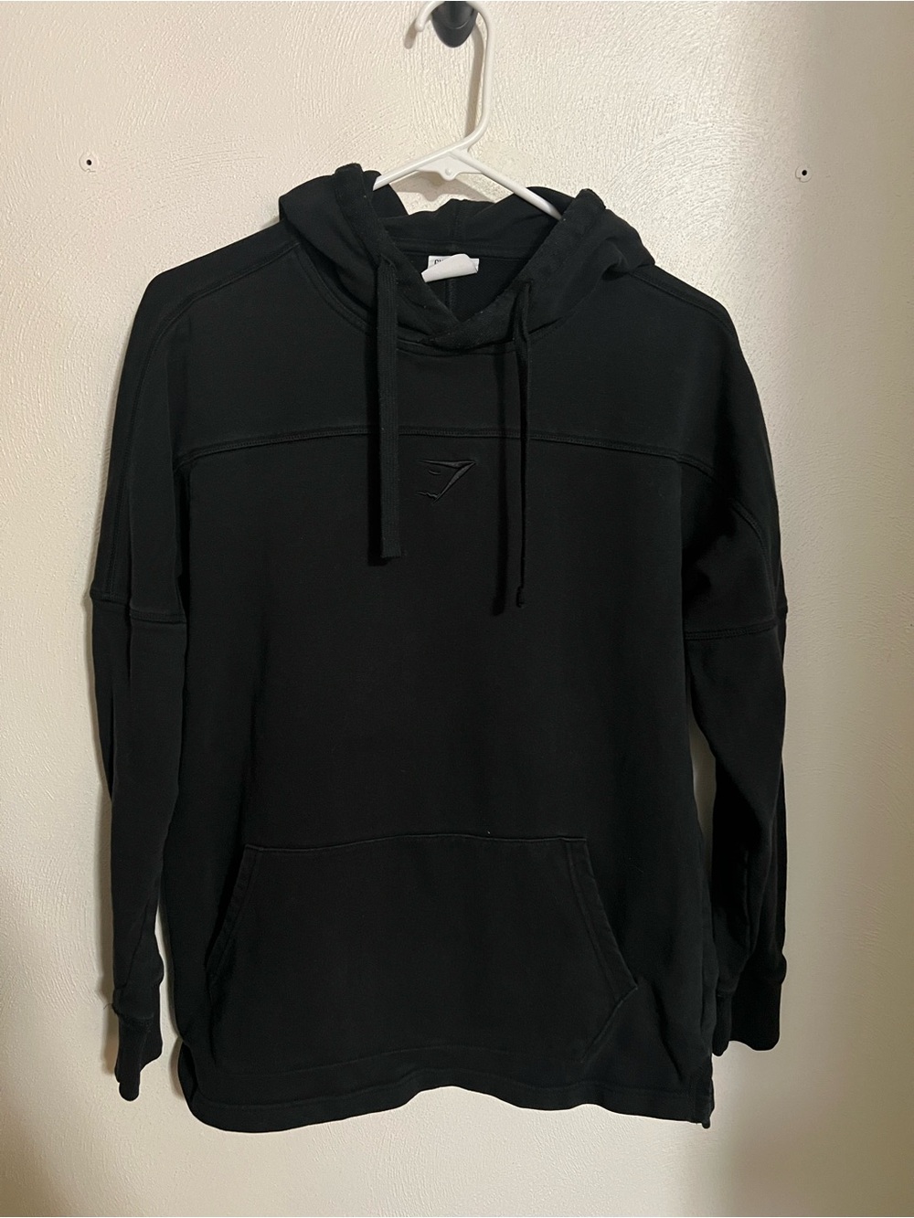 GYMSHARK Classic Power Oversized Fit Cotton Jersey Athletic Hoodie Black Wms S
